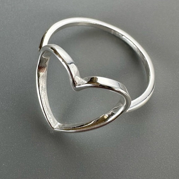 Sterling Silver Open Heart Ring - Minimalist Love Jewelry - Picture 10 of 14